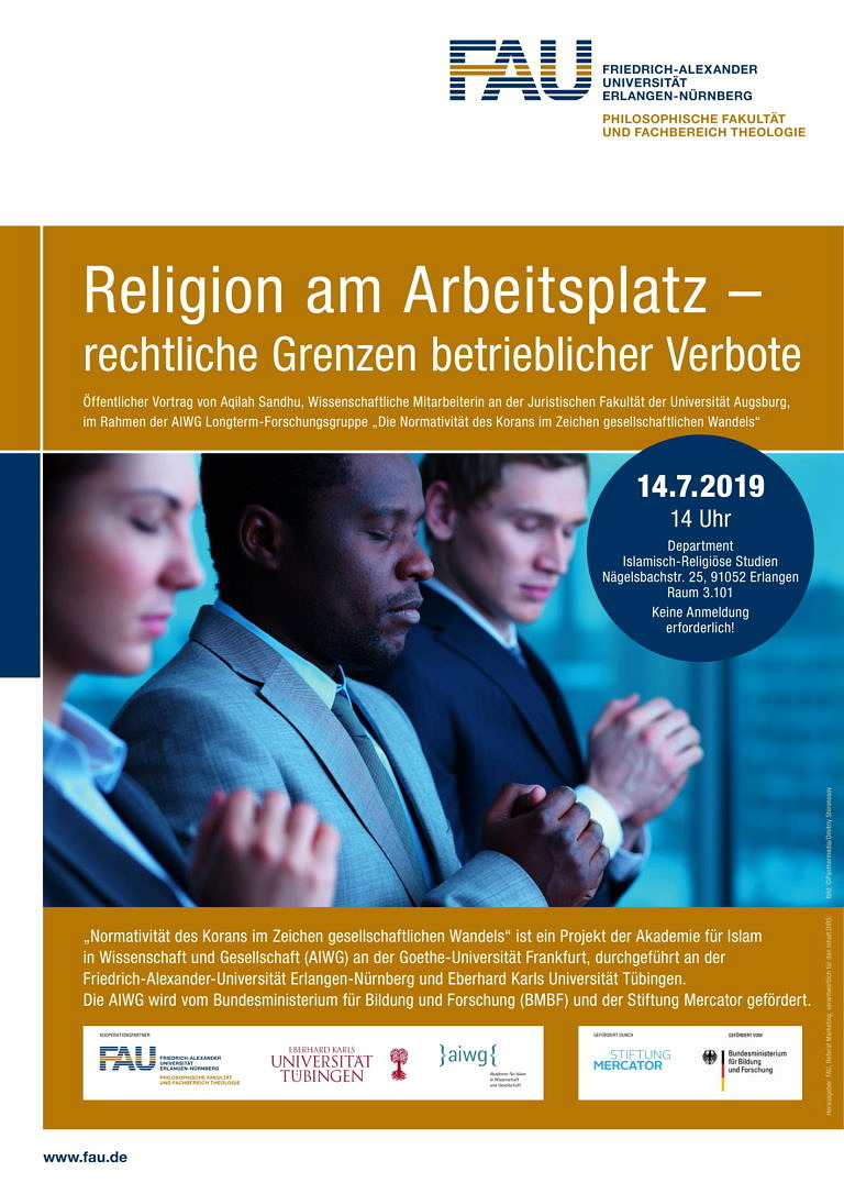 Vortrag über „Religion am Arbeitsplatz – rechtliche Grenzen betrieblicher Verbote“