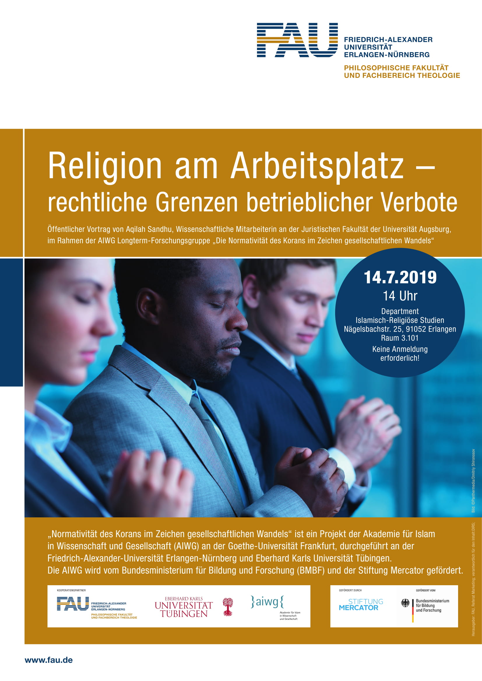 Zum Artikel "Vortrag über „Religion am Arbeitsplatz – rechtliche Grenzen betrieblicher Verbote“"