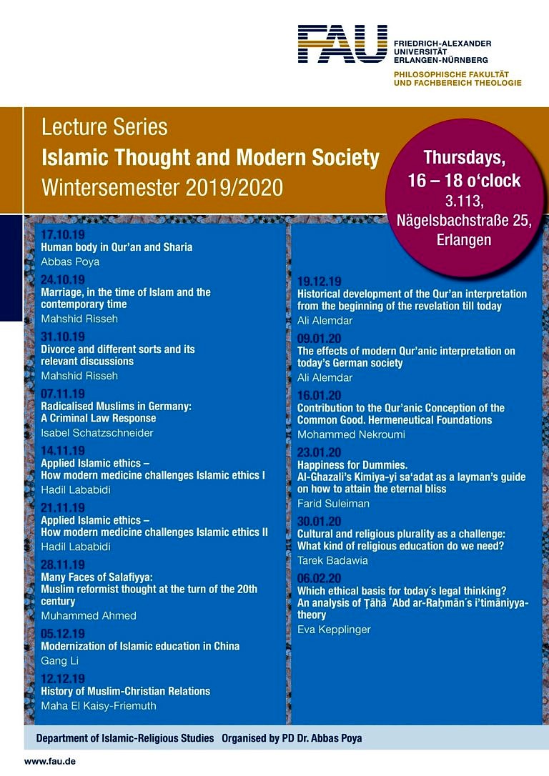 Ringvorlesung – Islamic Thought and Modern Society WS 2019/20