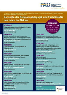 Zum Artikel "Save the date – Sommersemester 2020: Ringvorlesung „Konzepte der Religionspädagogik und Fachdidaktik des Islam im Diskurs“"