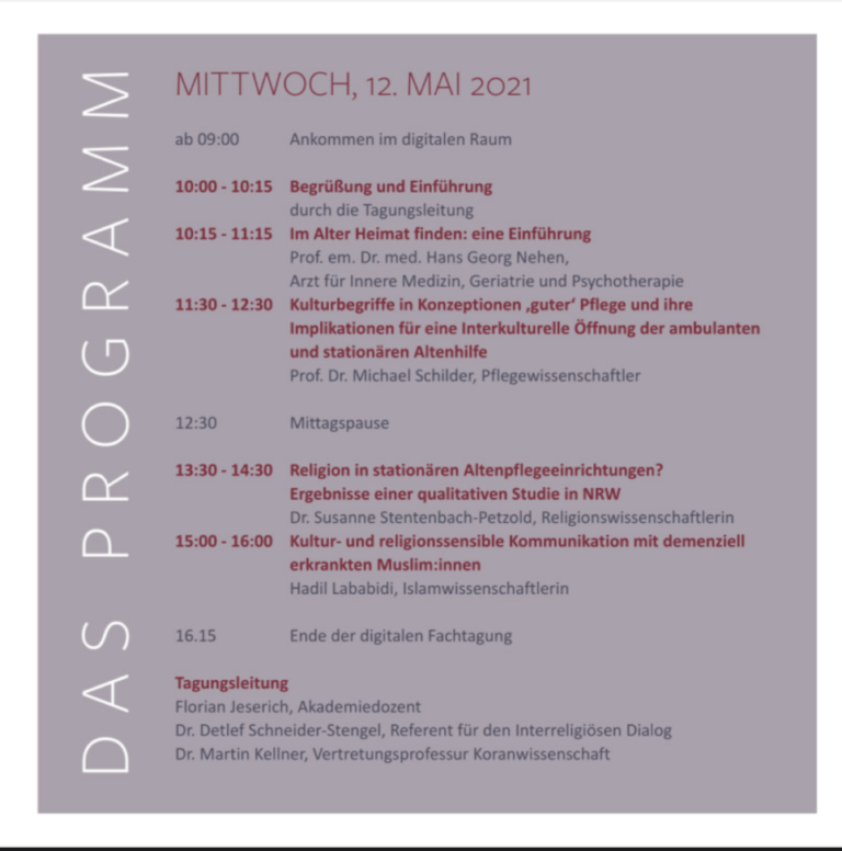 Kultur- und religionssensible Kommunikation mit demenziell erkrankten Muslim:innen  – Vortrag