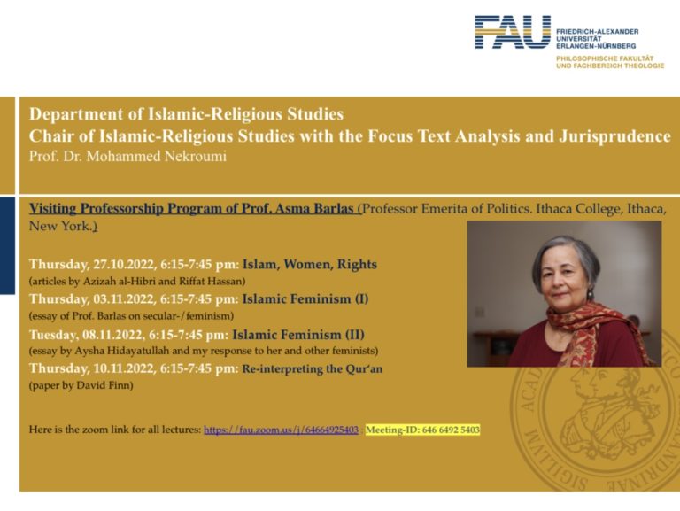 Visiting professorship at Chair of Islamic-Religious Studies with the Focus Text Analysis and Jurisprudence