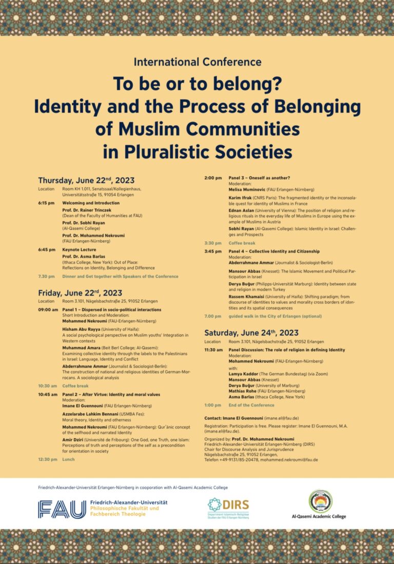 Internationale Konferenz zum Thema „To be or to belong? Identity and the Process of Belonging of Muslim Communities in Pluralistic Societies“