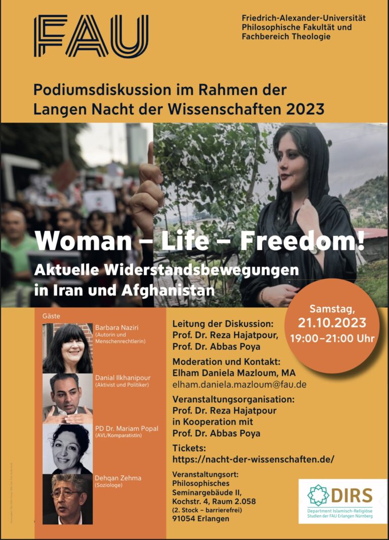 Woman-Life-Freedom! Podiusmdiskussion zur Langen Nacht der Wisschenschaften am 21.10.23
