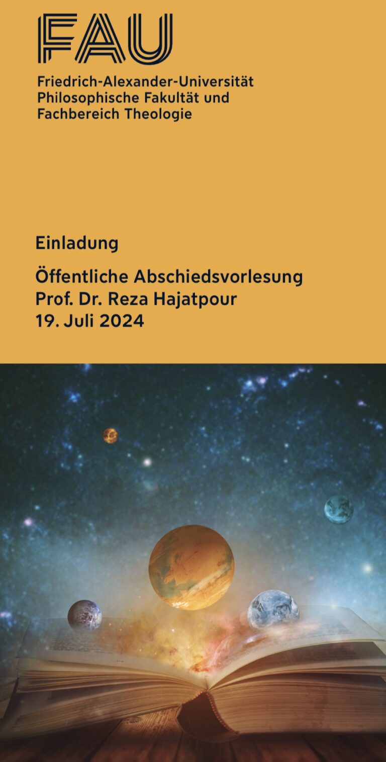 Abschiedsvorlesung von Prof. Hajatpour: 19.07.24 – Anmeldung weiterhin möglich!