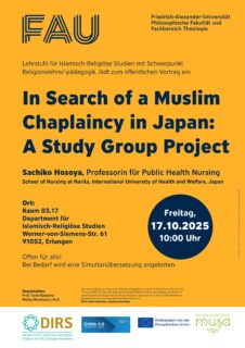 Zum Artikel "Vortragsankündigung „In Search of a Muslim Chaplaincy in Japan: A Study Group Project“"